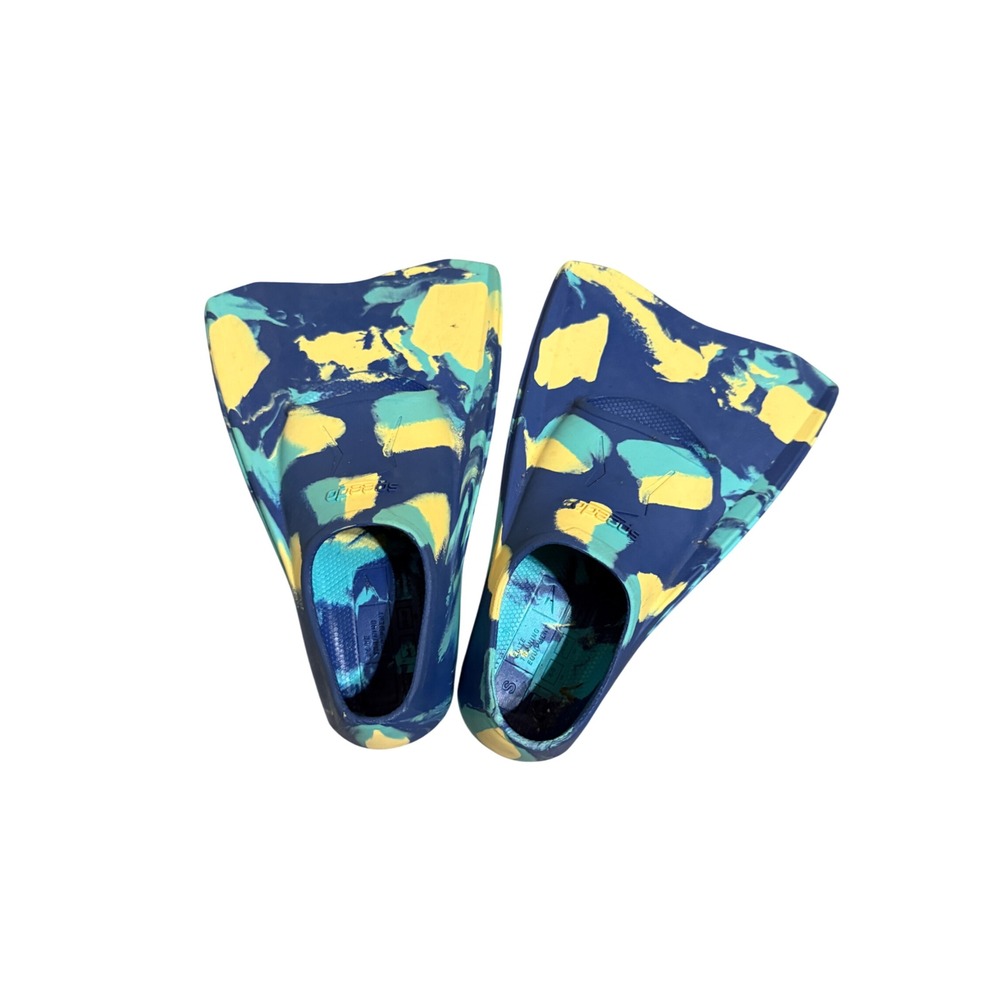 Speedo Kid Swim Fin Blue Marble Small 9-10 Pool Beach Boy Girl Lessons